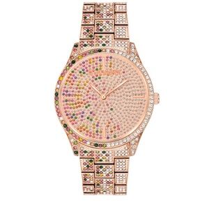 Steve Madden Ladies Watch Multi-Color Crystals in Rose Gold